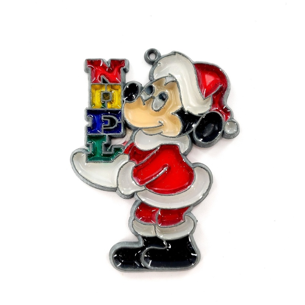 Vintage Disney Mickey Mouse Noel Christmas Suncatcher Window Ornament No String